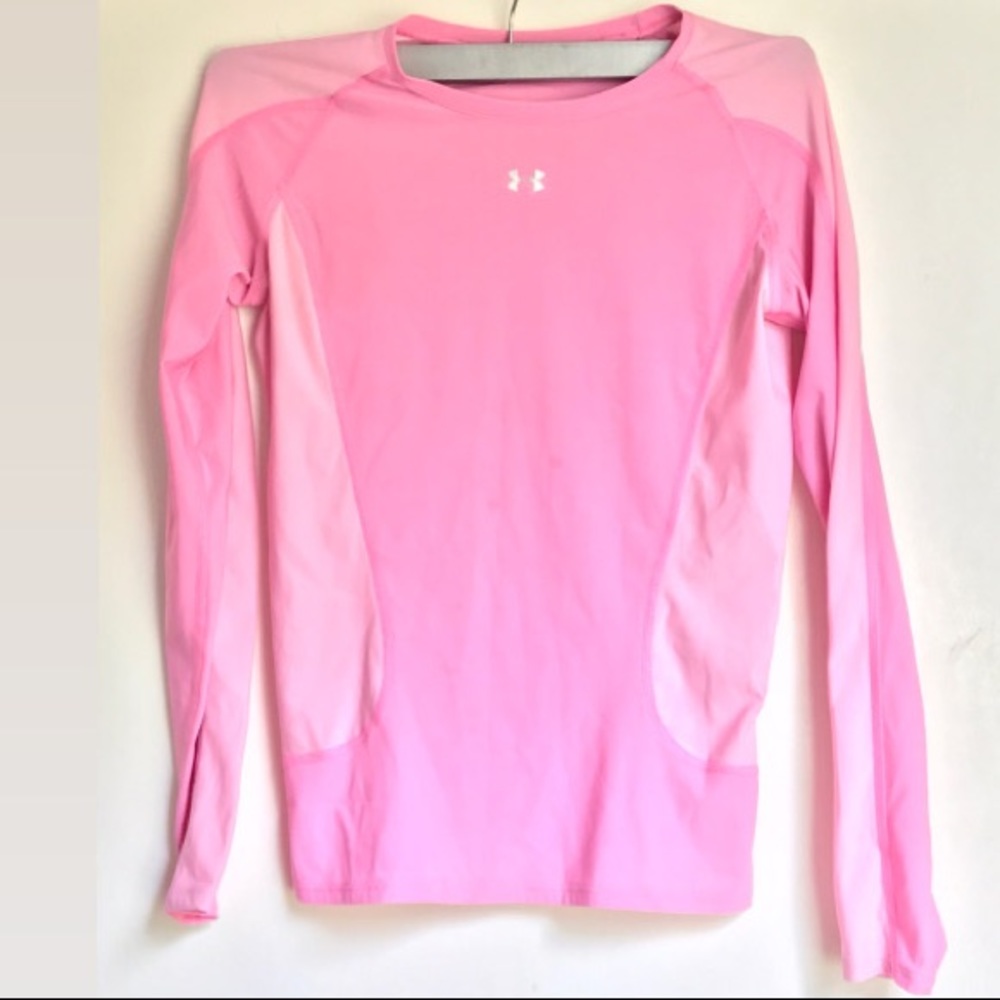 Pink under armor shirt.